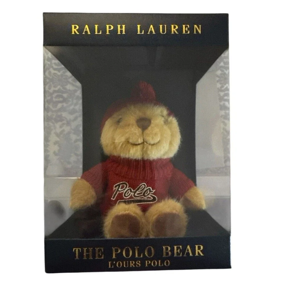 Ralph Lauren Holiday 2021 THE POLO BEAR Teddy RED Sweater & Beanie Hat NIB